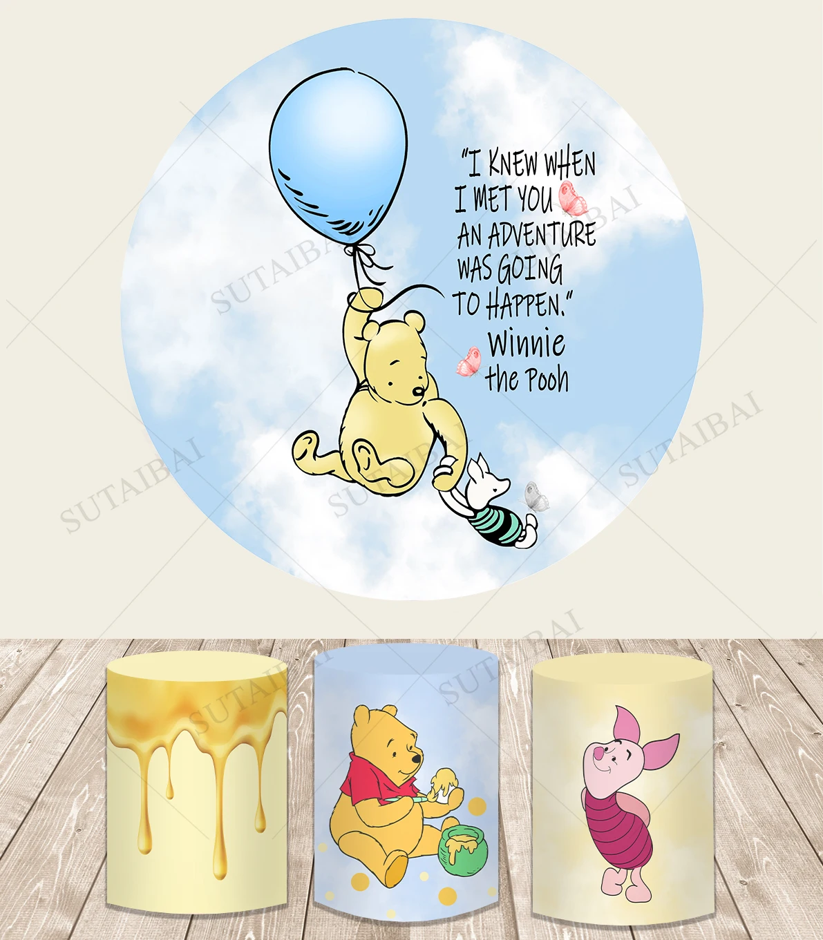 Disney customized winnie the pooh round party backdrops photography