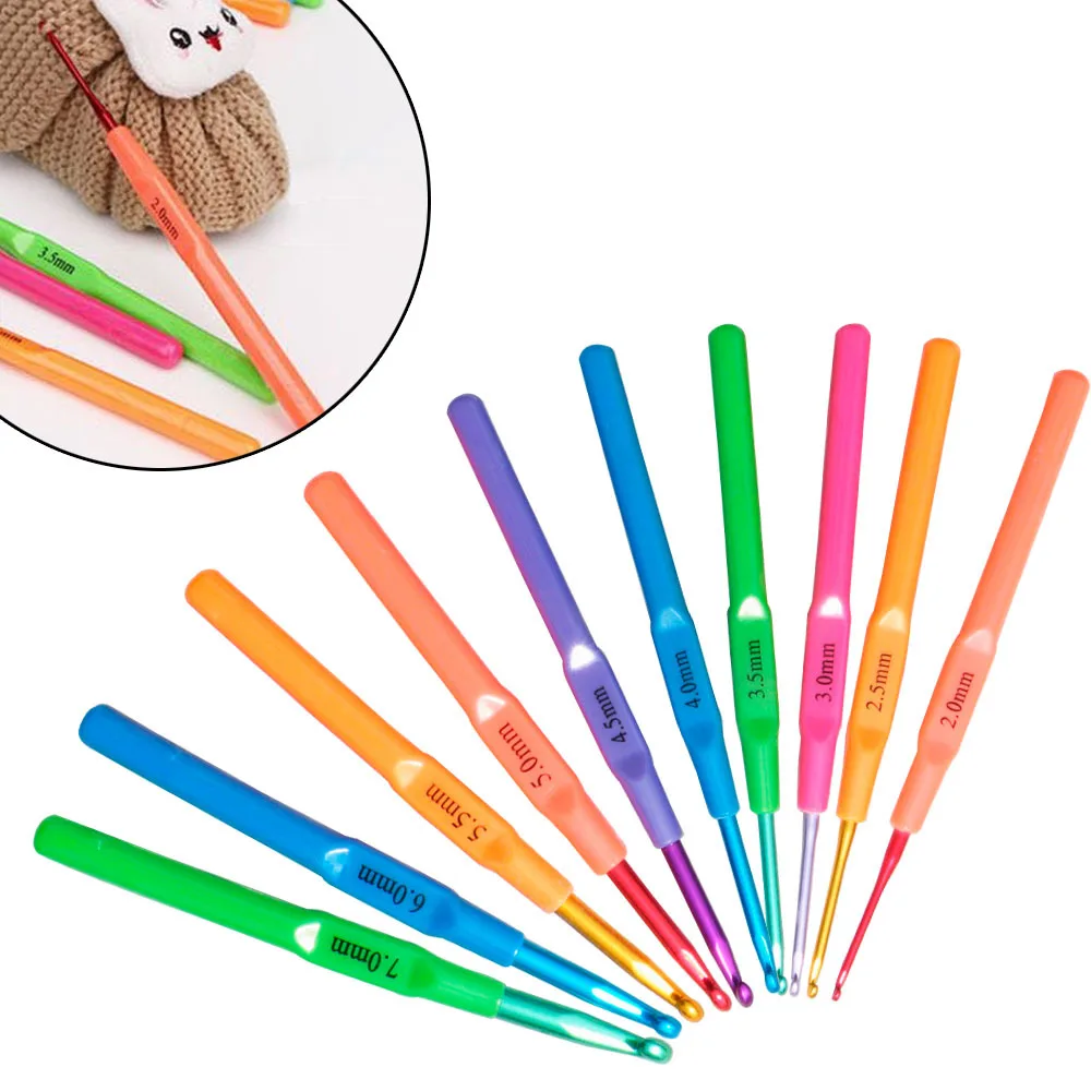 

2mm-7mm Multicolor Plastic Handle Aluminum Crochet Needle Crochet Hooks Yarn Weave Crochet Knitting Needles DIY Craft Tools