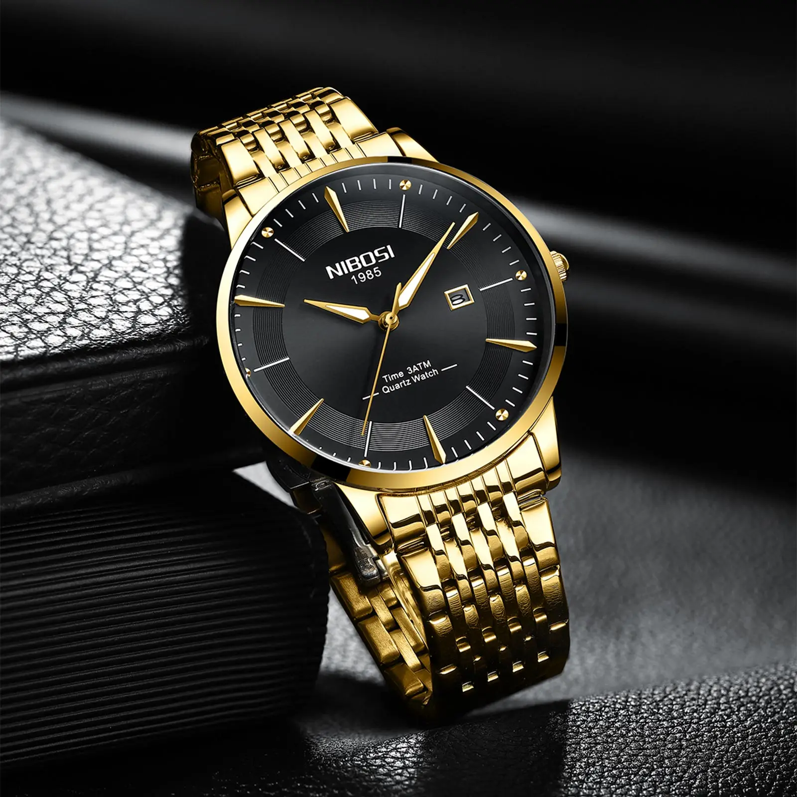 NIBOSI Man Quartz Watches Luxury Watches for Man Luminous Stainless Steel Strap Round Calender Waterproof Man Fashion Clock