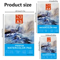 Watercolor Paper A3/A4/A5 300gsm - Professional Artists Water Colour Pad with 20 Sheets - Art Paper for Mixed Media Drawing 2