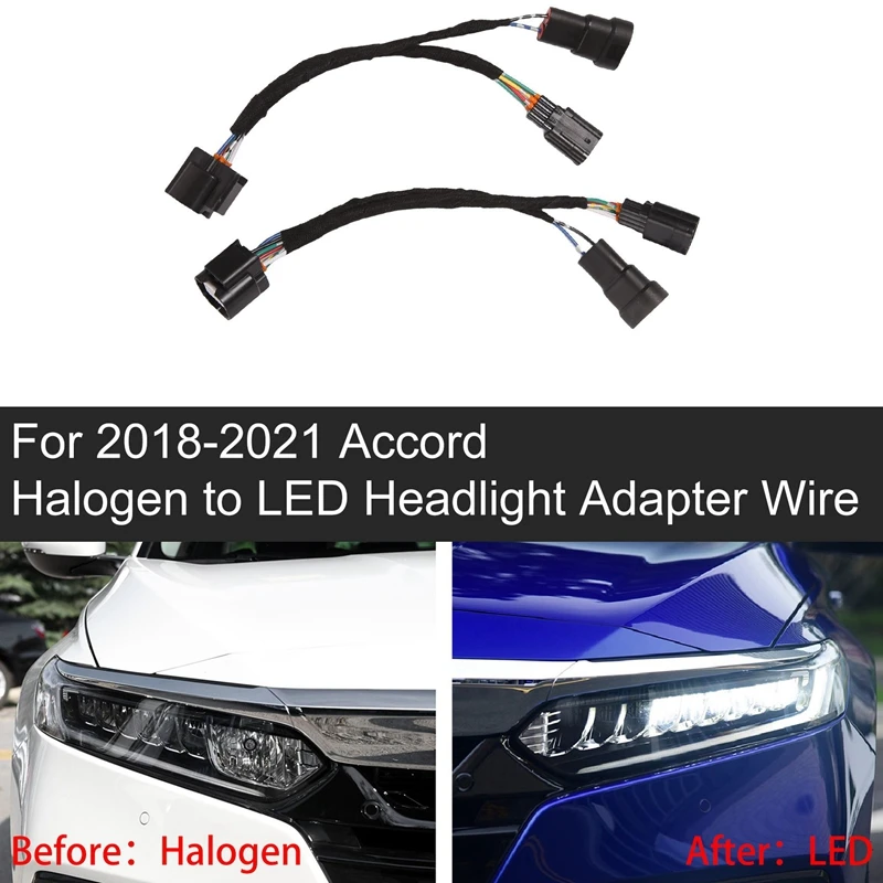 

1 пара для 2018 19 20 2021 Honda Accord от галогенной до фотолампы адаптер для фары проводное крепление лампа обновленная Модифицированная проводка