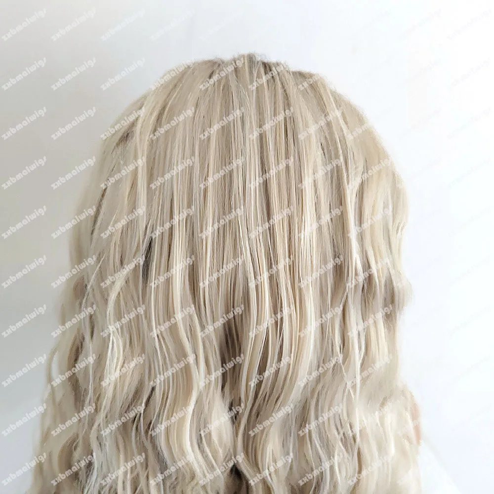 Ombre Blonde Highlight Deep Wave Synthetic Hair Lace Front Wigs for White Women Glueless High Temperature Fiber Cosplay Wigs