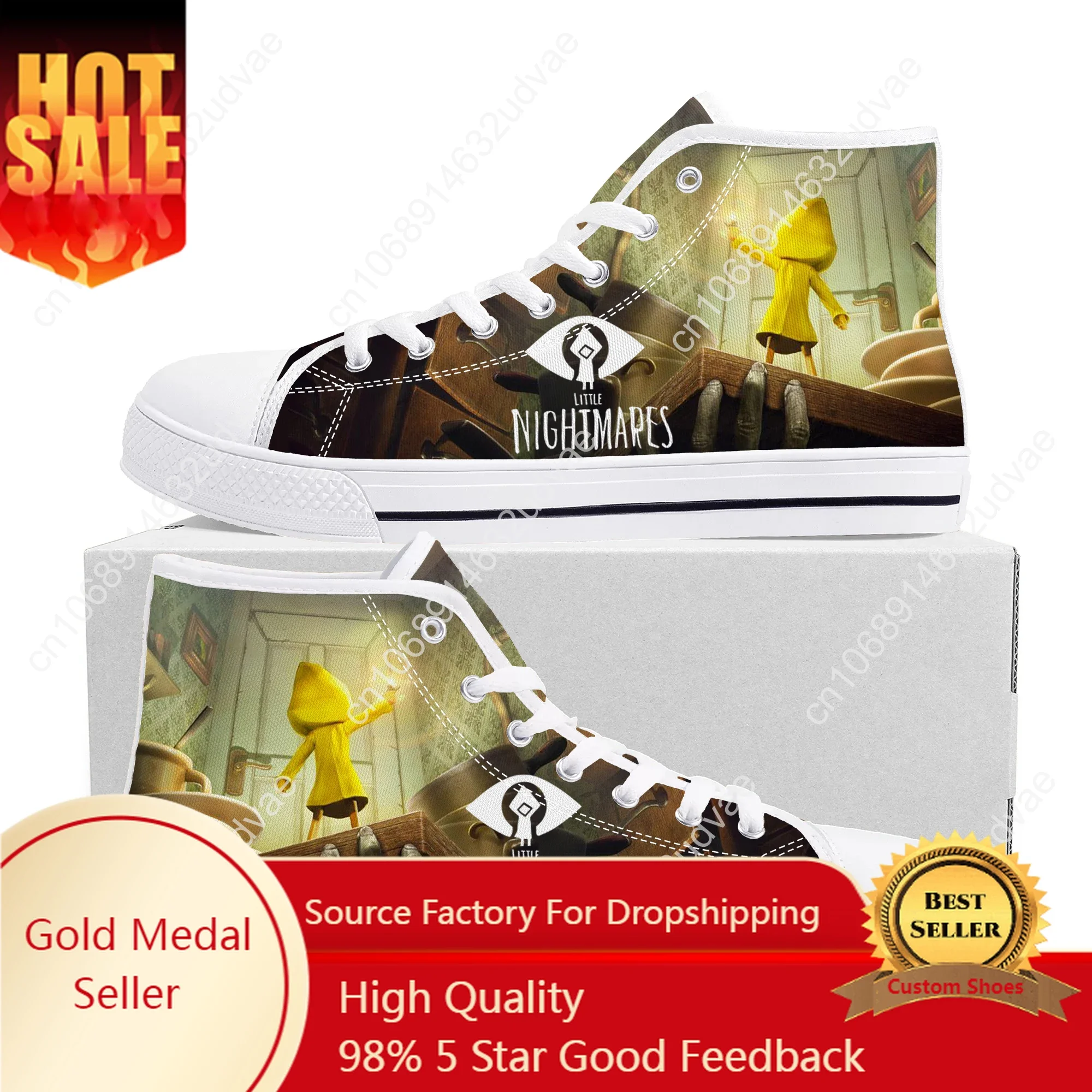 

Game Little Nightmares Anime High Top Sneakers High Quality Mens Womens Teenager Canvas Sneaker Casual Couple Shoes Custom Shoe