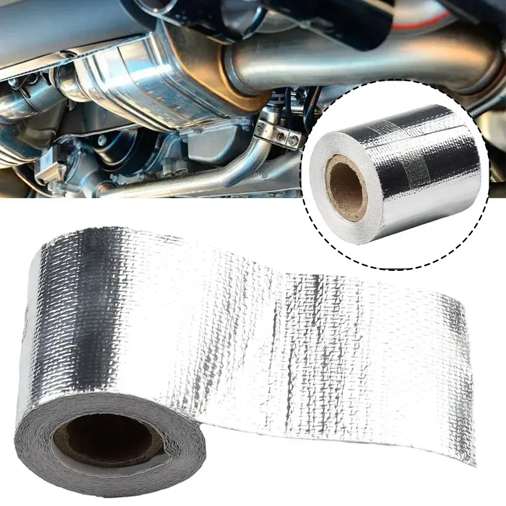 High Temperature Resistant Exhaust Pipe Insulation Tape Fiberglass Aluminum Foil Tape 1 Roll Of Car Heat Protection Foil Film fiberglass insulation tape