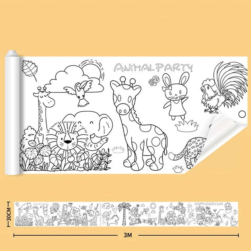 300X30cm Portable Children Drawing Roll Poster Child Graffiti Scroll Puzzle DIY Coloring Drawing Paper Long Scroll Kindergarten portable sketch book diary for drawing painting graffiti soft cover sketch book memo pad notebook office school supplies gift