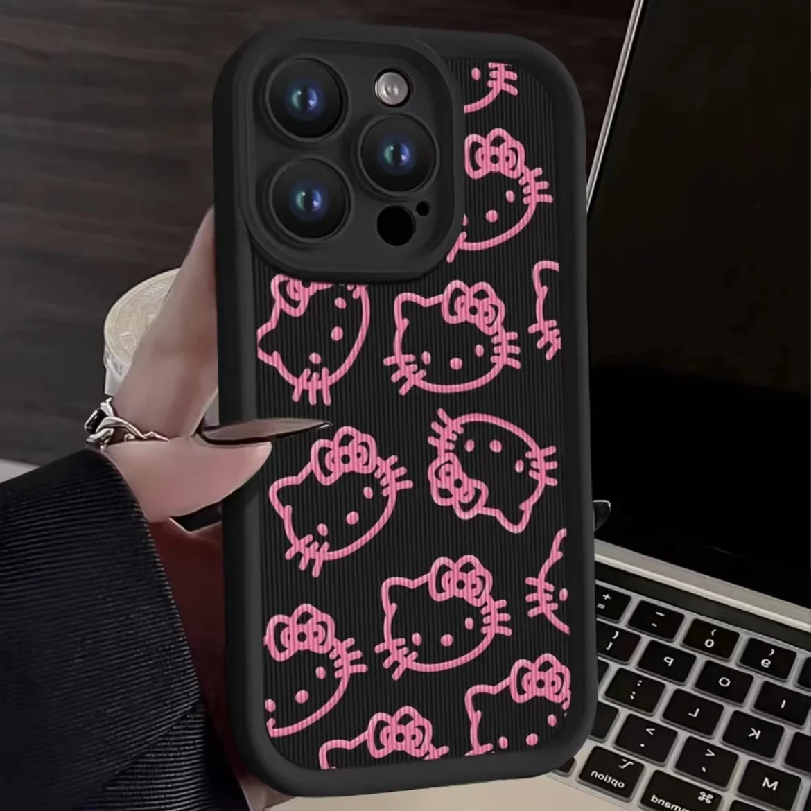 thumbnail image 1 of Sanrio funda de teléfono de Anime para iPhone, 11, 12, 13, 14, 15 Pro Max, X, XS, XR, X, 8, 7 Plus, SE2, funda de silicona, lindo y fresco, Gato de Hello Kitty, 1 of 5