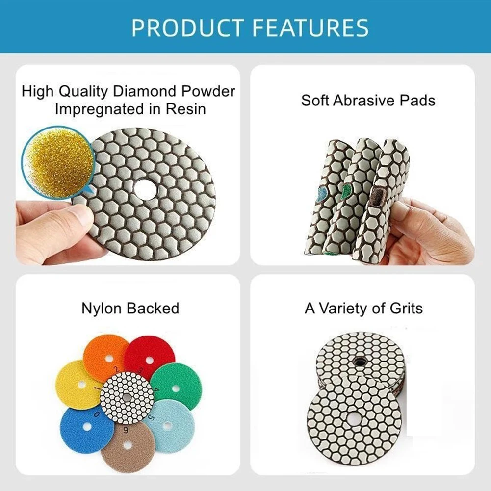 

4 Inch Diamond Dry Polishing Pad Sharp Flexible Sanding Disc For Granite Marble 50#-3000# Grinding Abrasive Tool