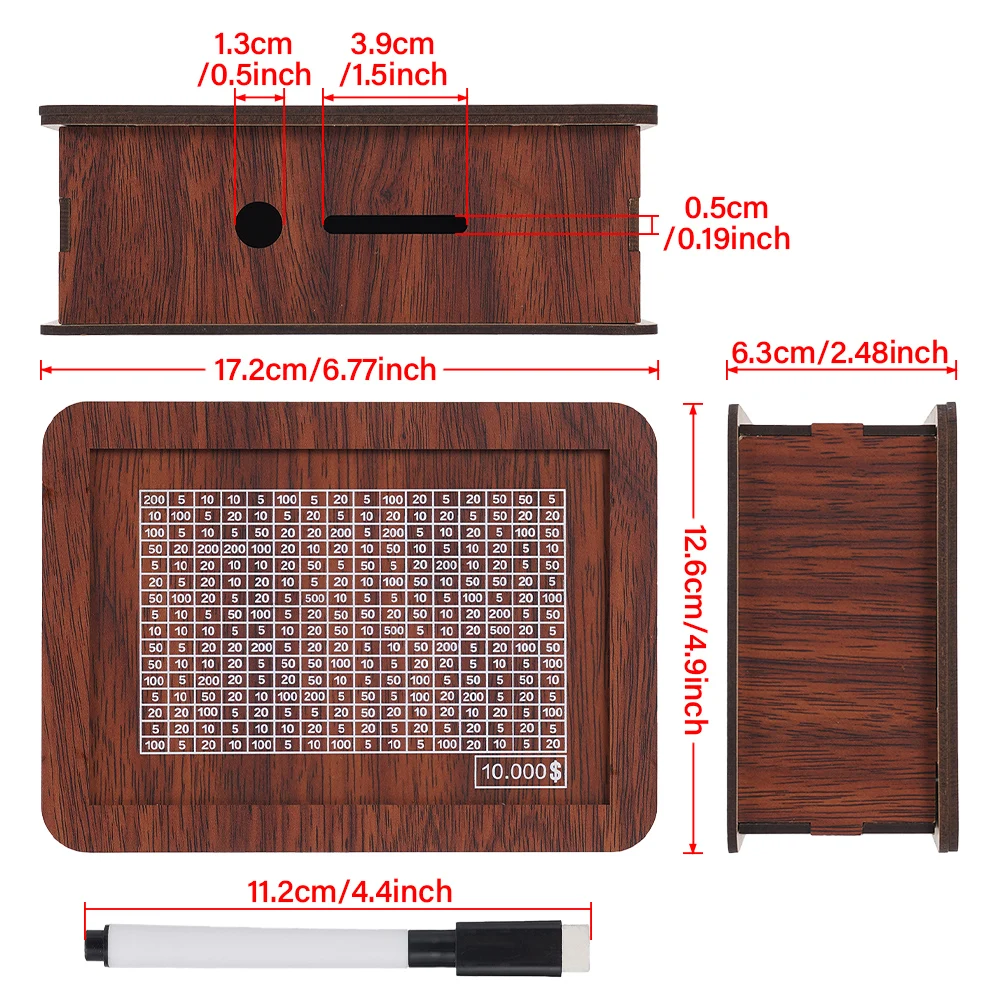 Reusable Wooden Piggy Bank for 10000 Euro Cash Coin Case Durable Money Saving Box with Clear Savings Target Money Container 2