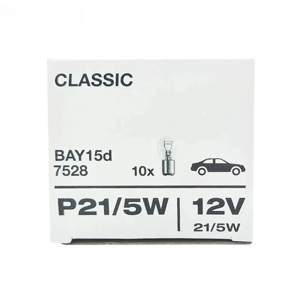 OSRAM 7528 P21/5W Halogen Bulb (S25, BAY15d, 12V) – Dual Filament Turn Signal, Brake & Side Light Bulbs for Cars, 10PCS Pack