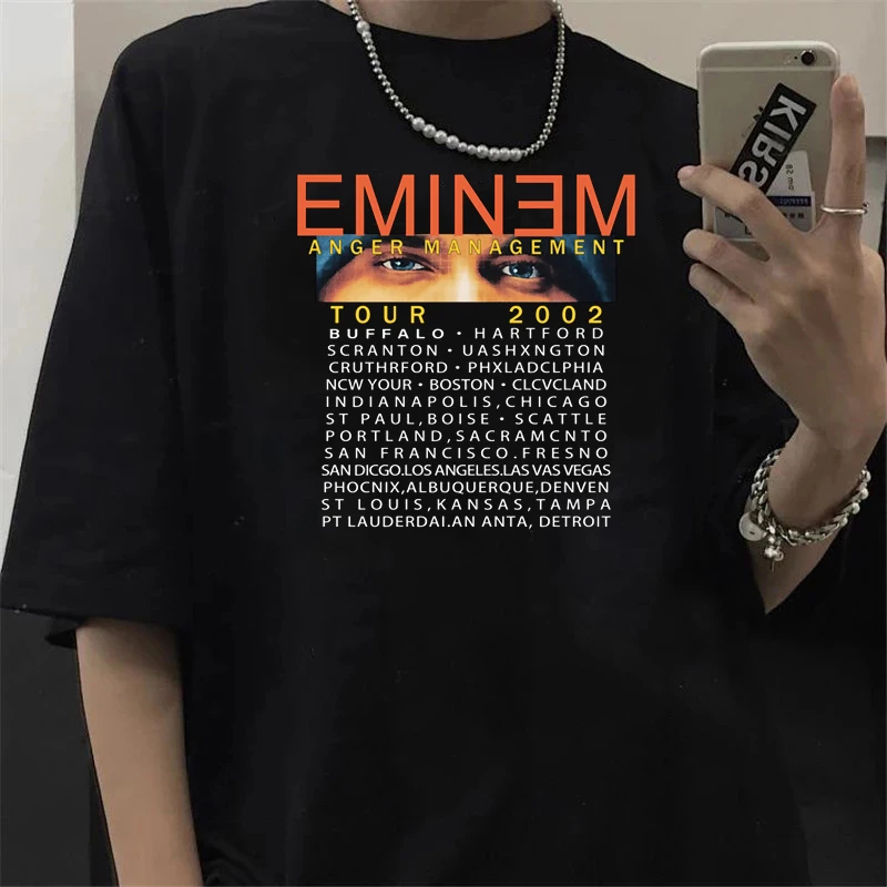 Rapper Eminem T Shirt Men Anger Management Tour 2002 Vintage Harajuku Funny Cartoon Punk Unisex Hip Hop Tops Graphic Tees Male 3