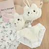Japanese Kawaii Plush Women Bra Set Cute Girl Cat Comfortable Bra Set Cartoon Underwear Lovely Soft Student Lingerie 1