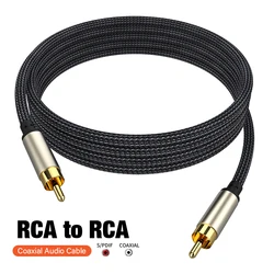 Premium HiFi Coaxial Digital Audio Cable - RCA Male to Male for Subwoofer & Home Theater Audio Systems (Black)