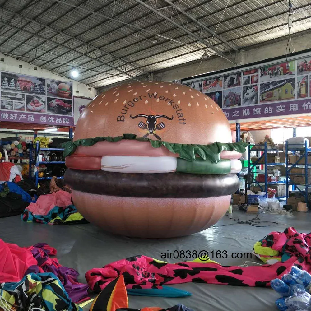 Outdoor Decoration Giant Inflatable Hamburger Inflatable Food Models Advertising Burger Hog Dogs For Burger Shop AM214041