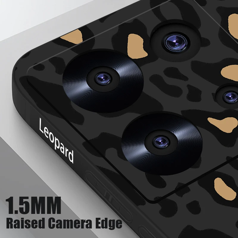 Leopard Pattern Soft TPU Phone Cover with Lanyard