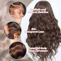 Perruque Lace Frontale 13x4 Body Wave Marron Chocolat HD 220 Densité, Perruques Frontales 13x6 Brésiliennes en Cheveux Humains Remy pour Femmes 2