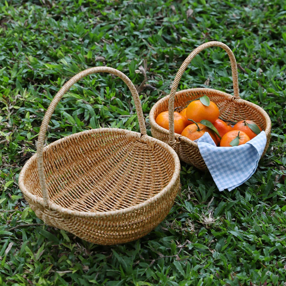 Panier Tissé Décoratif Simple Fait à La Main Polyvalent Léger Panier De