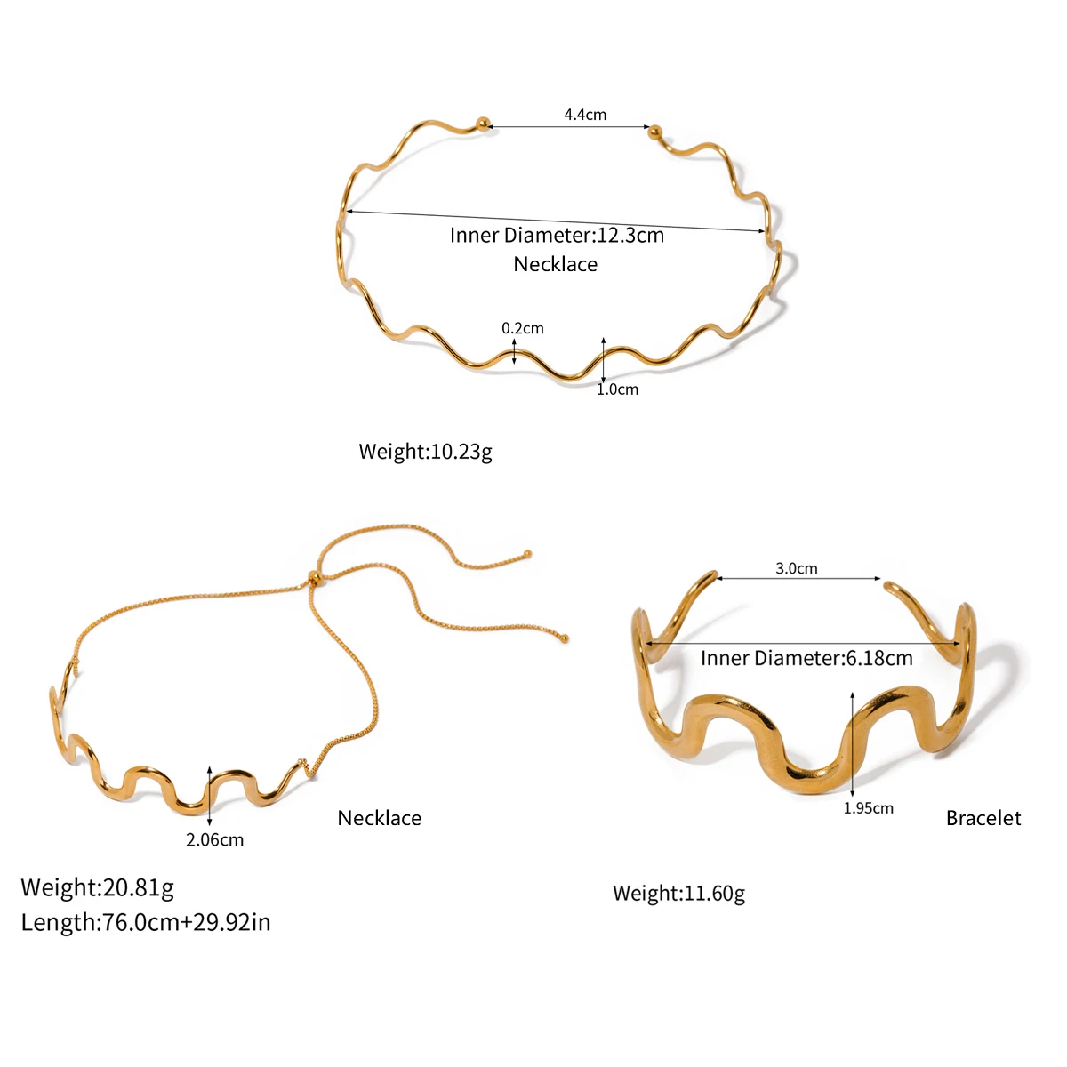 Fashion Stainless Steel Wave Bracelet Choker for Women Tarnish Free Jewelry, jewelry sets,jewelry set