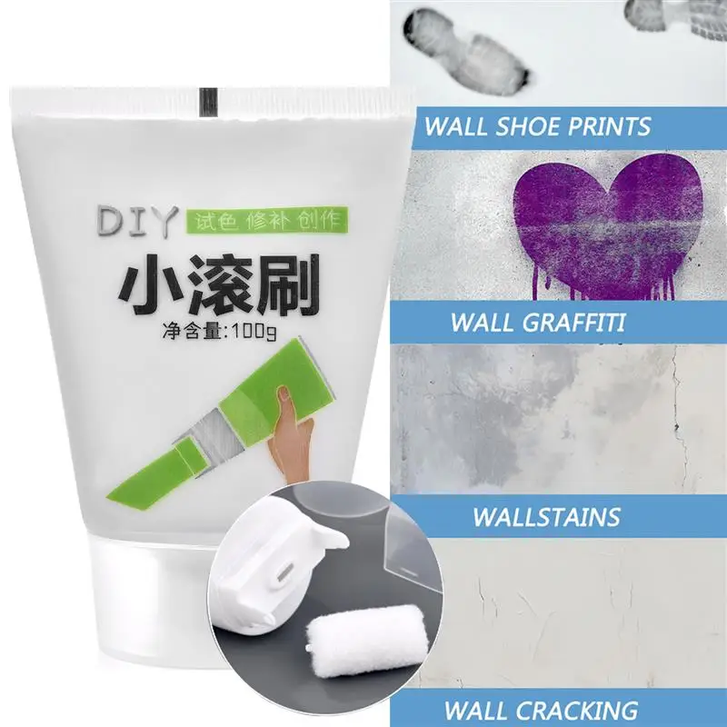 100g Wall Small Roller Brush Paint Wall Repair Latex Paint Portable DIY Patching Graffiti Stain Environmental Protection