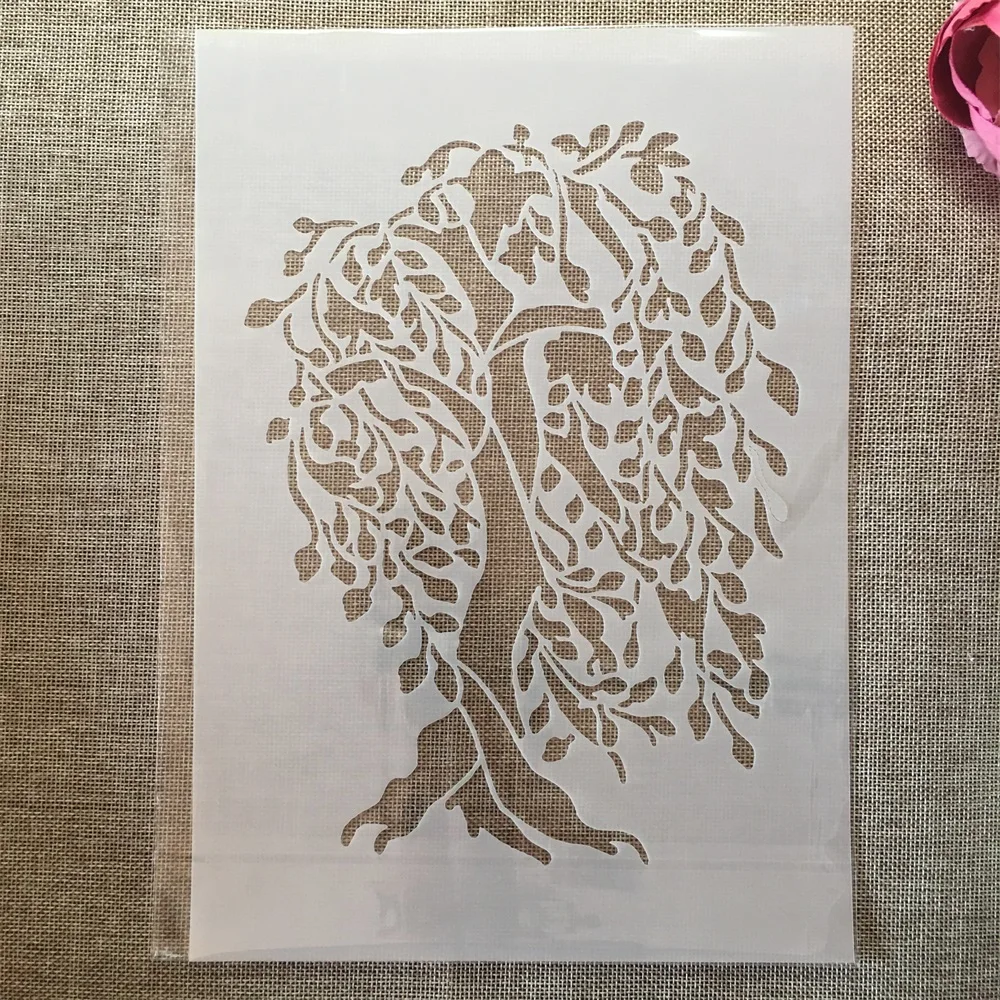 

A4 29cm Willow Tree DIY Layering Stencils Wall Painting Scrapbook Coloring Embossing Album Decorative Template