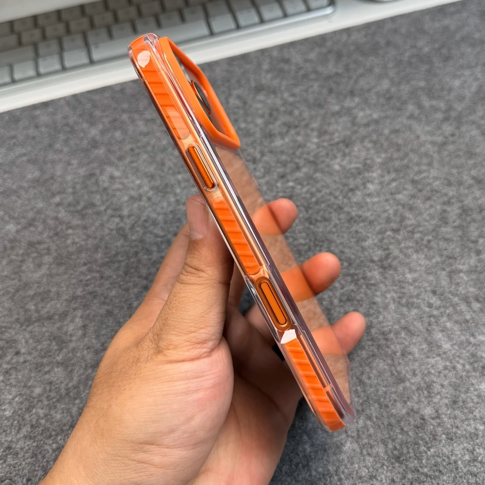 Enhanced Clear Transparent Magsafe Magnetic Case with Anti-Knock Metal Buttons