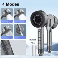 New 4 Modes Shower Head High Pressure Showerhead with Stop Button Filter Water Massage Shower Head Bathroom Accessories 1
