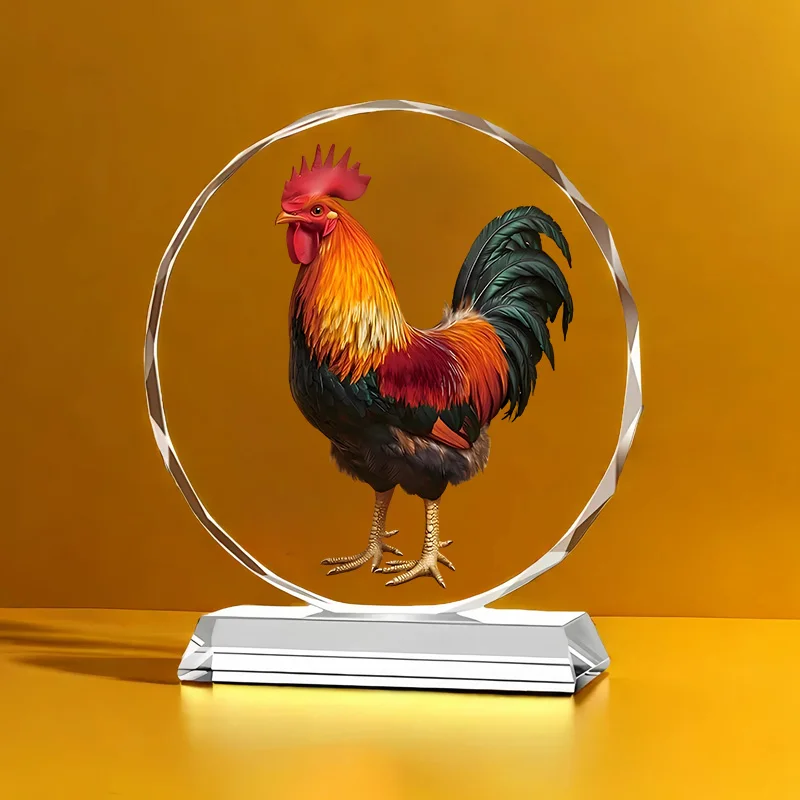 Dragon Chengxiang Crystal Painting Decoration Golden Dragon Pattern Home Living Room Wine Cabinet TV Cabinet Gift Decoration 1Pc