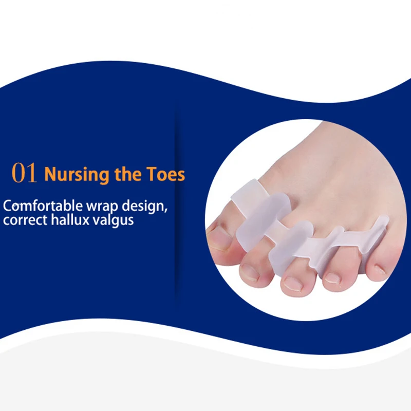 1pair Silicone Foot Brace Finger Toe Five Fingers Separator Thumb Valgus Protector Painless Posture Corrector Toe Hallux Valgus