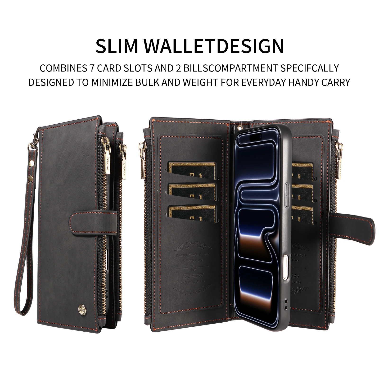 Stylish Faux Leather Wallet Phone Case with Lanyard - Shockproof and Elegant Design