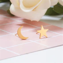 

earrings New fashion lovely star and moon stainless steel earrings gold silver classic ladies Korean jewelry earrings for women