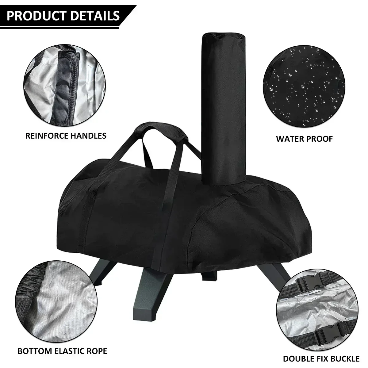 Pizza Oven Cover for Ooni Karu 12/16 Portable Pizza Oven Cover 420D Fabric Waterproof Pizza Oven Cover Heavy Duty Fabric 4