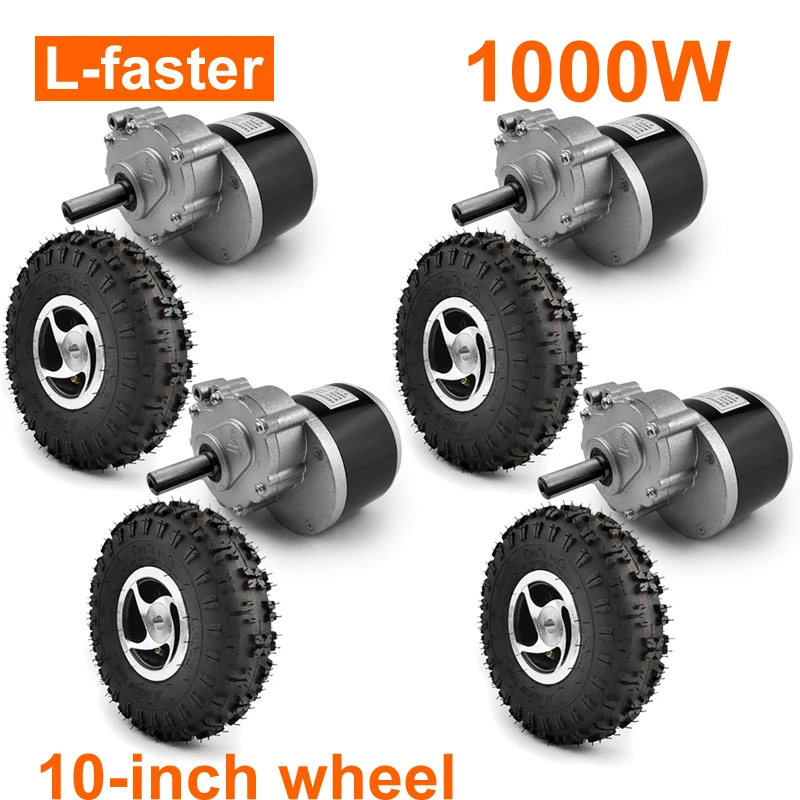 4WD 1000W Electric Four Drive Kit 4.10-4 Off Road Tire 10 Inch Wheel Set For DIY Electrical 4X4 Lawnmower Barrow Trolley Cart wheelbarrow motor kit