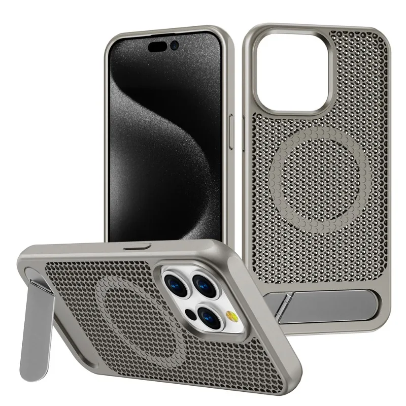 Luxury Cooling Stand Magnetic Phone Case with Heat Dissipation and Shockproof Design