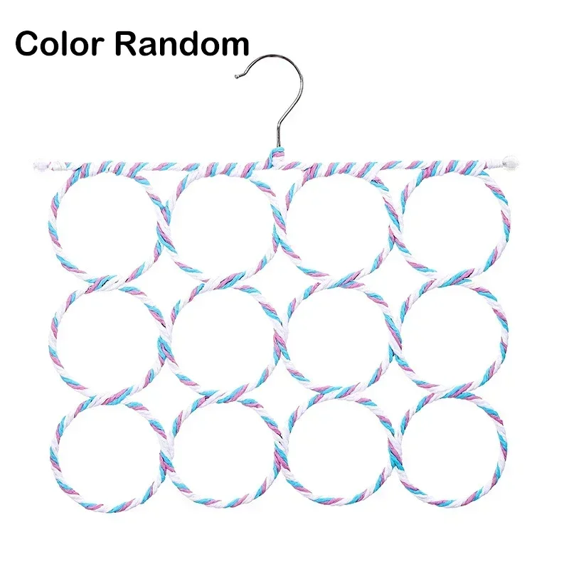 Porte-écharpes 12 Anneaux Métal - Cintre Pliable Pour écharpes, Cravates, Ceintures - Gain De Place Dressing - Couleur Aléatoire