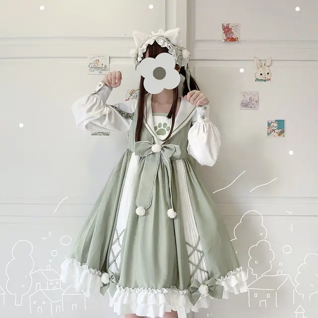 Vestido relaxante de urso kawaii, bordado de urso, lolita, rilukkuma, saia  geral, chapéu, kawaii japonês, roupas fofas, saias harajuku - AliExpress