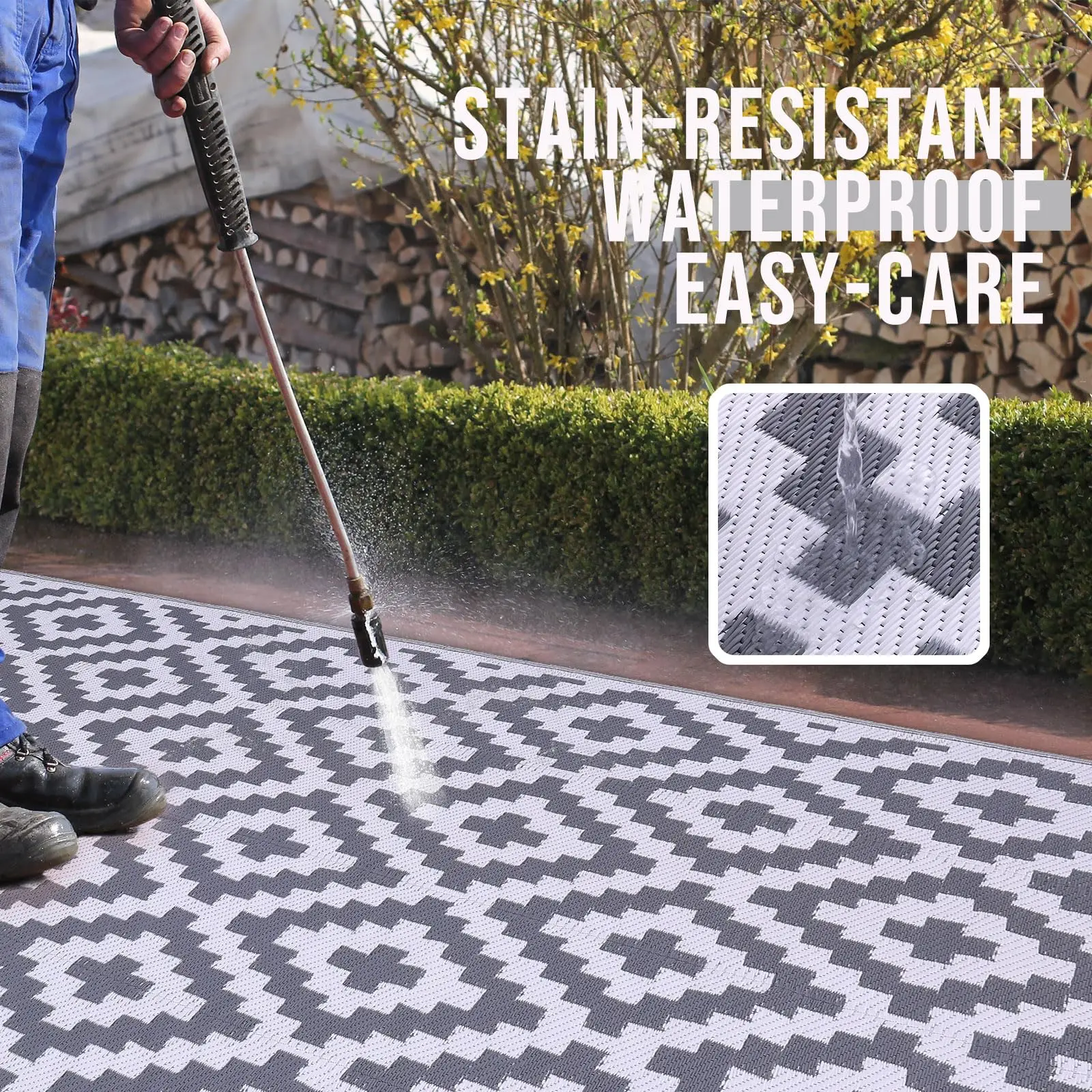 Hapihappy New Reversible Plastic Rugs For Camping Outdoor Mat Carpet For Rooftop Non-slip Waterproof Indoor Mats For Living Room 3