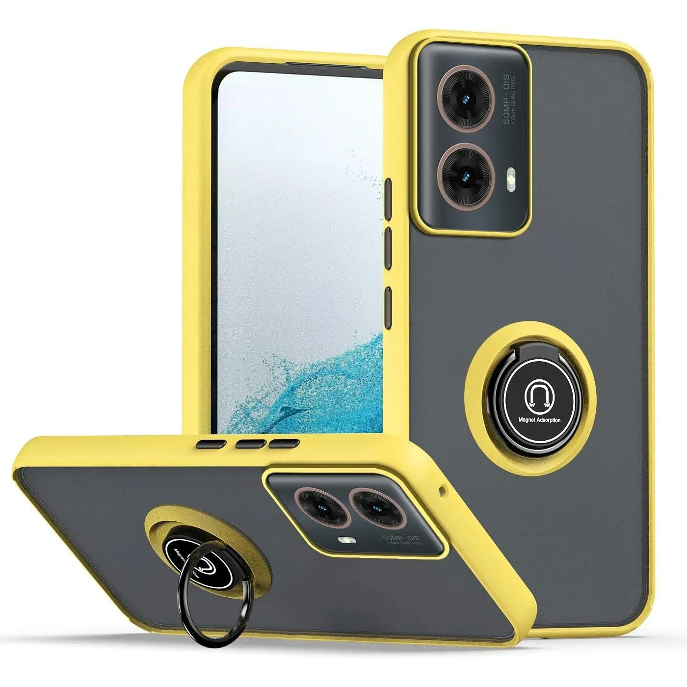 Enhanced Armor Matte Case with Ring Holder - Shockproof Protective Cover