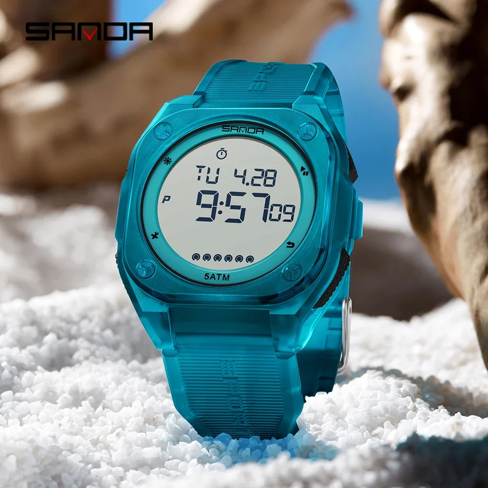 SANDA 6303Outdoor Sports Fashion Electronic Men's Watch Multi functional Alarm clock Chronograph Calendar Waterproof Men's Watch view 3