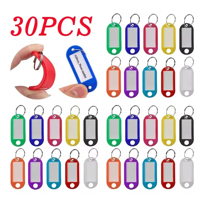 Random Color Key Tags with Labels Plastic Prevent Missing Key Identifiers Luggage Bag Accessories