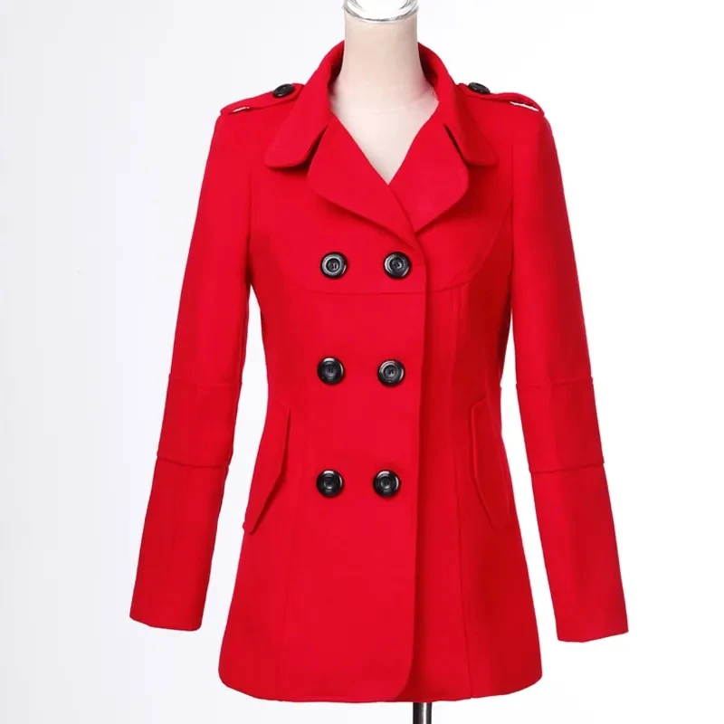 Woolen Coat Women  Spring And Autumn New Double-breasted Korean Fashion Slim Short Coat Slim Woolen Suit Casual Upper Garment