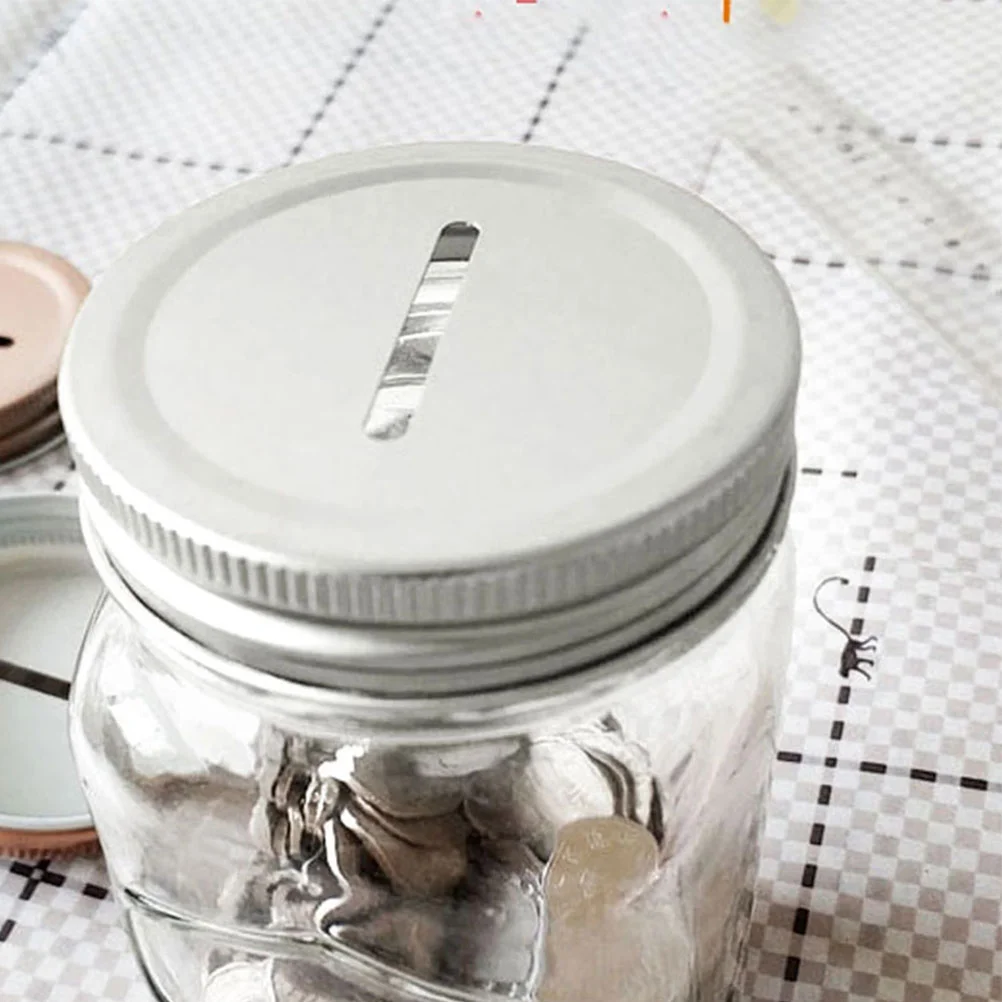 15pcs Mason Piggy Bank Lid Coin Bank Mason Jar Lid Glass Bottle With Lid Tinplate Piggy Bank Metal Coins Coin Bank Lid Insert Ac 3
