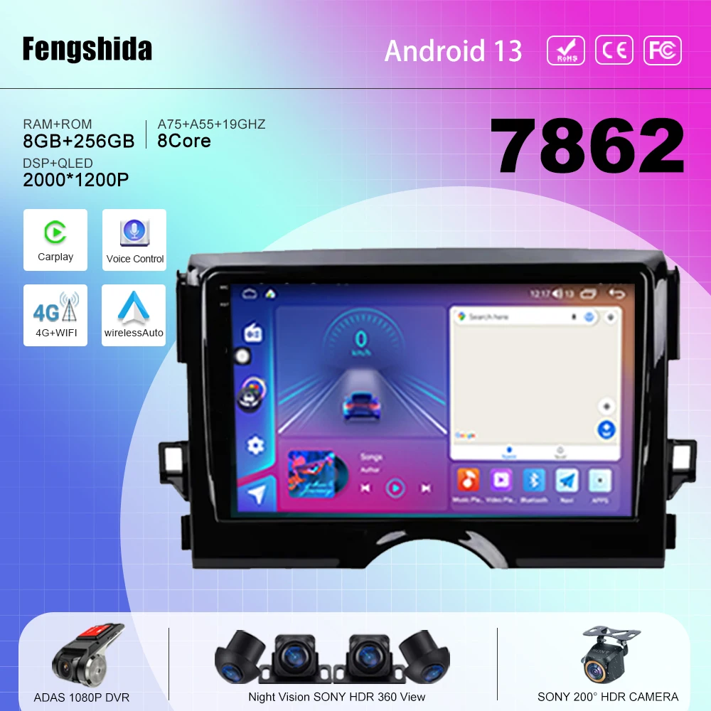 

7862 CPU Android 13 For Toyota Reiz Mark X 2009-2016 Auto Radio Stereo multimedia player navigation GPS No 2din DVD 5G WIFI BT