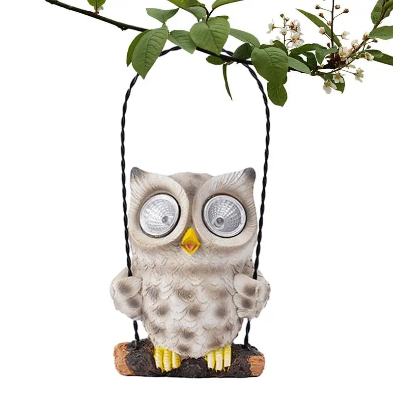 

Solar Powered Owl Light Hangings Outdoor Owl Lantern Smart Photosensitive Lighting Garden Lights Non-Slip Base Waterproof Resin