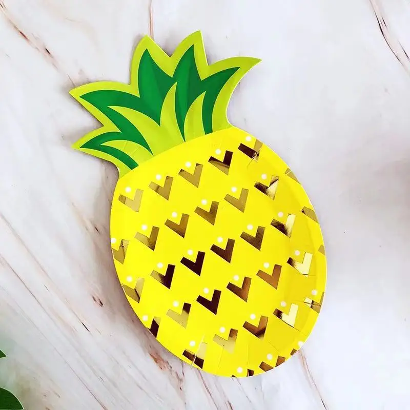 Einweg-Papierablage, Obst-Ananas-Teller, Kindergeburtstagsparty-Zubehör, Geschirr-Kuchenteller, 25 cm × 14,5 cm, neu, 8 Stück – Detail 8