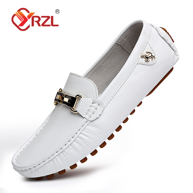 YRZL Loafers Men Handmade PU Leather Loafer Casual Driving Flats Slip-on Shoes Luxury Comfy Moccasins White Loafers Shoes Men