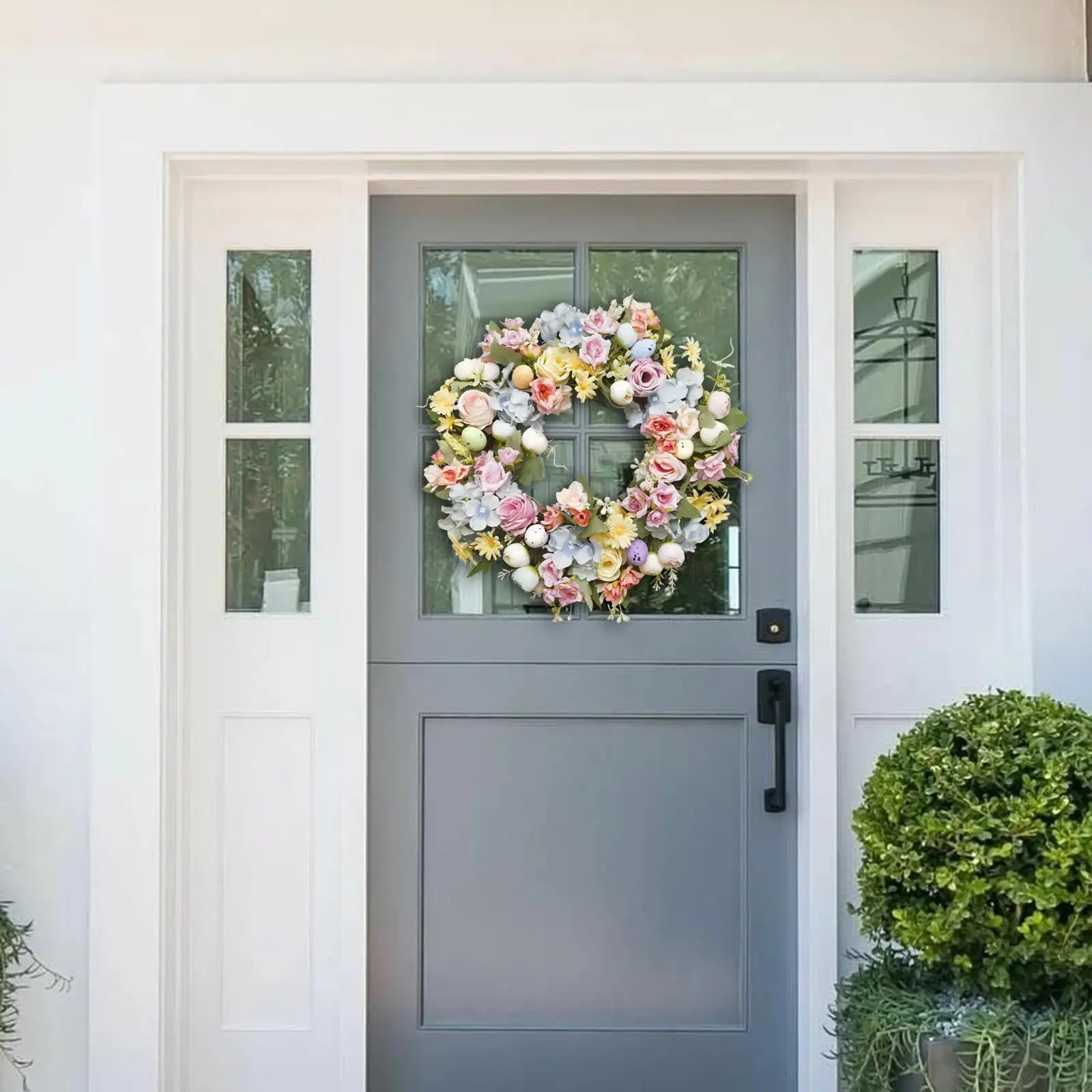 Artificial Easter Wreath, Artificial Flower Garland, Garland Artificial Green Leaves Garland, for Home Indoor Outdoor Wedding