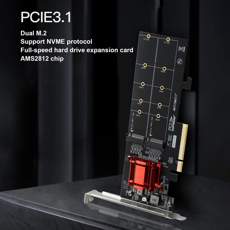 Pcie3 1 x8 to dual m 2 hard disk expansion card asm1812 chip supports