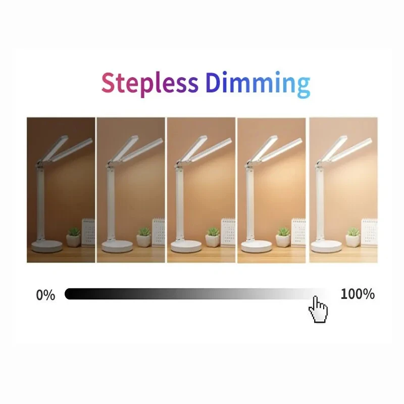 LED Table Lamp USB Chargeable Dimmable Desk Reading Night Lights