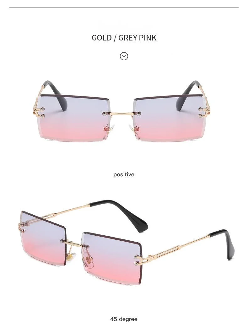 Lunettes de soleil sans cadre, dégradé carré, pièce d'océan, à la mode, pour célébrités d'internet, Photo de rue, nouvelle collection_voghion.com