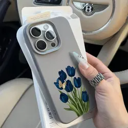 Enchanted Deep Blue Tulip Butterfly Pattern Phone Case - Galaxy S23 Ultra (GRAY)