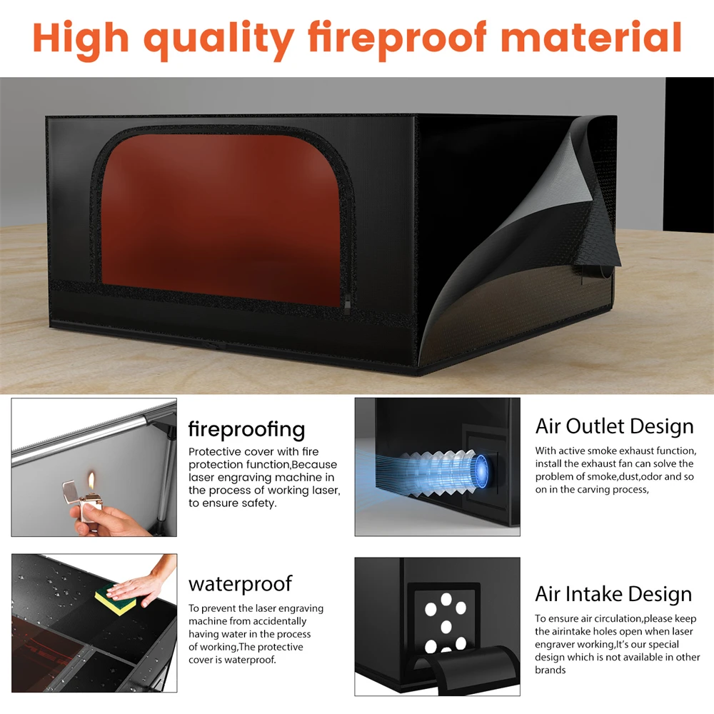 Folding Dustproof Fireproof Enclosure For Laser Engraver